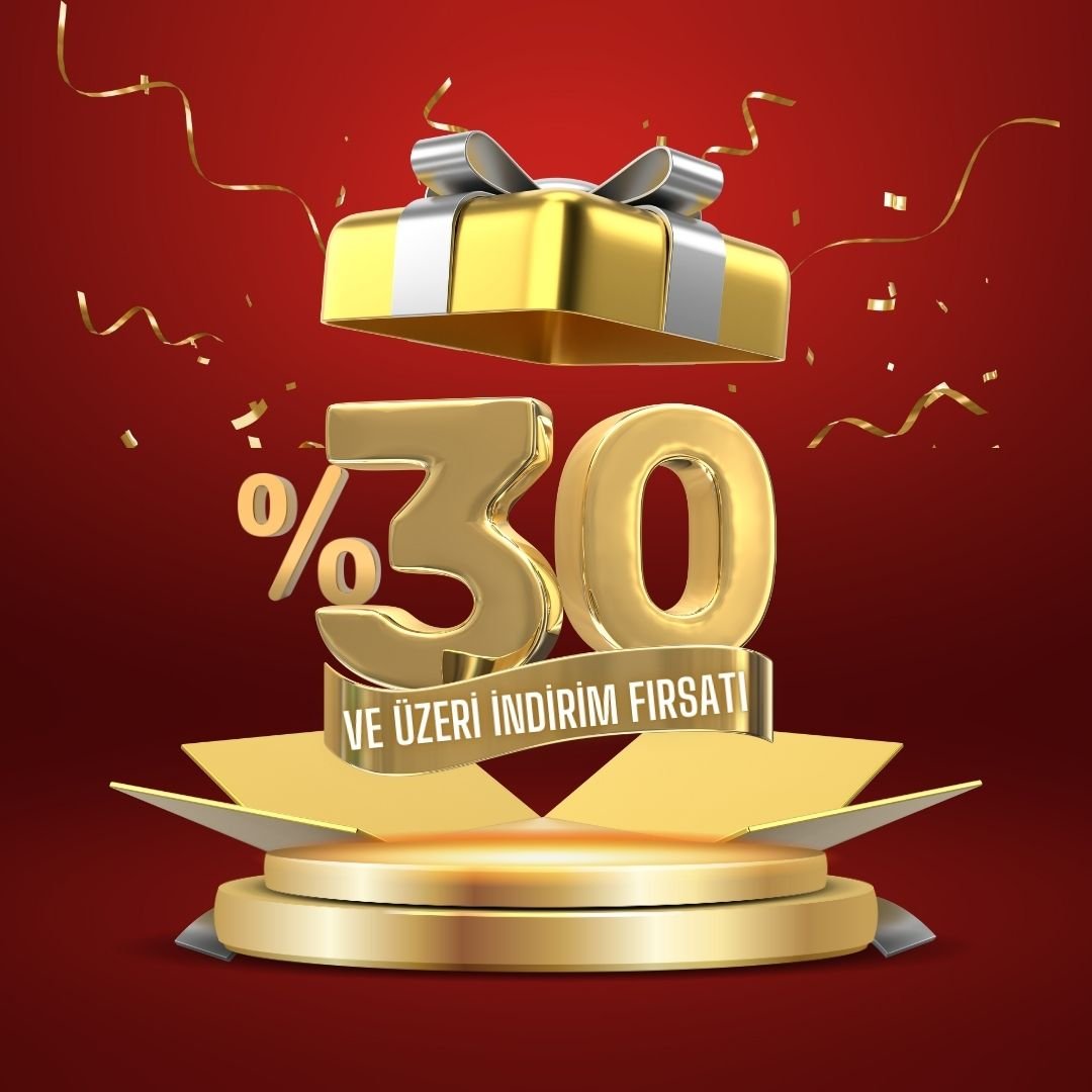Kırmızı ve Altın Sarısı 3d İndirim Instagram Gönderisi